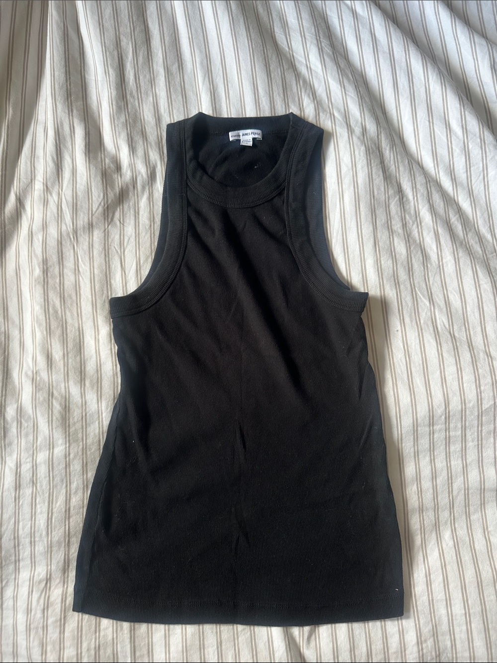 James Perse Black Ribbed Halter Tank Top